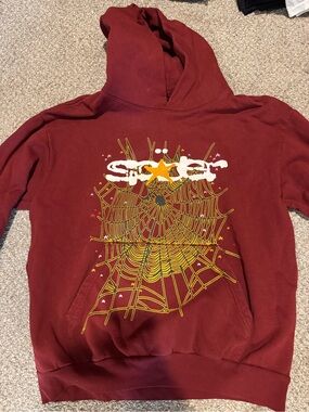 Sp5der Maroon OG Web Hoodie